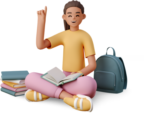 girl with books and  backpack